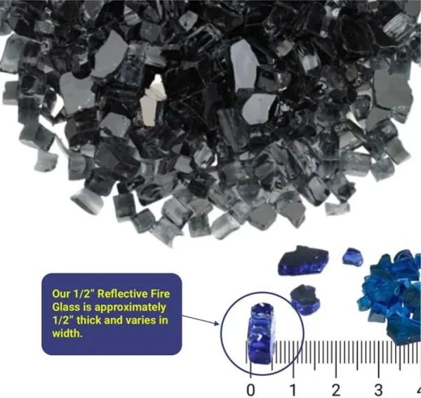 1/2 inch black reflective fire glass​