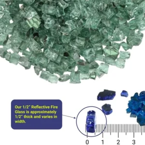 1/2 inch evergreen reflective fire glass