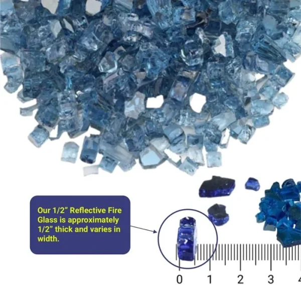 1/2 inch pacific blue reflective fire glass​